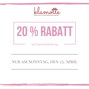 20% Rabatt in der Klamotte am verkaufsoffenen&nbsp;Sonntag