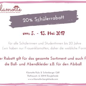 20% Schülerrabatt in der Klamotte in&nbsp;Bargteheide